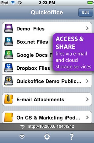 Quickoffice Connect Mobile Suite for iPhone